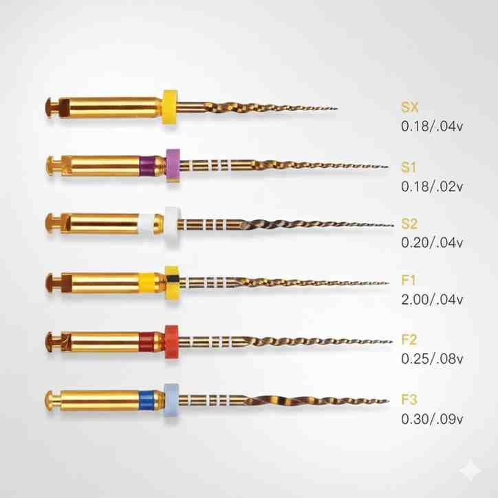 Premium Taper Gold Rotary Files - 25mm